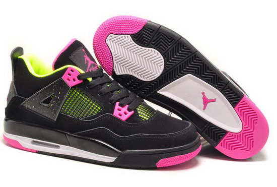 Womens Air Jordan Retro 4 Black Pink Green Germany
